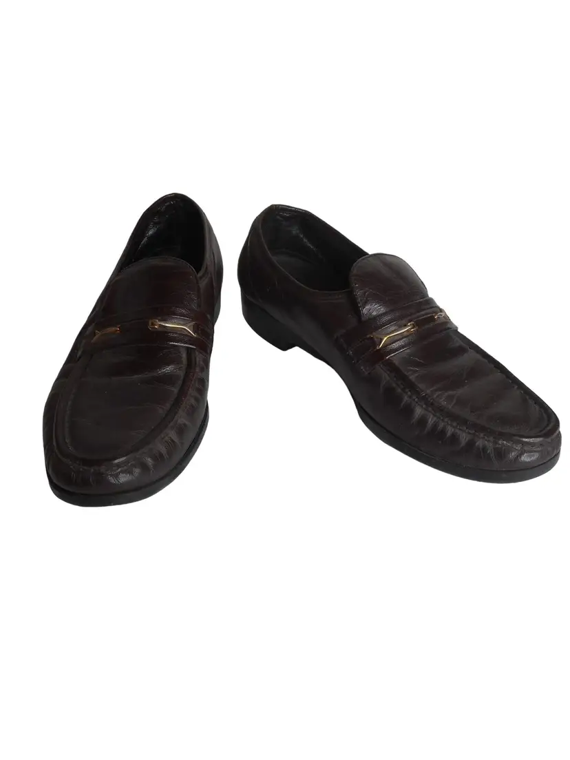 Florsheim Mens Loafer Dress Shoes Brown Leather Moc Round Toe Slip On 7.5 D