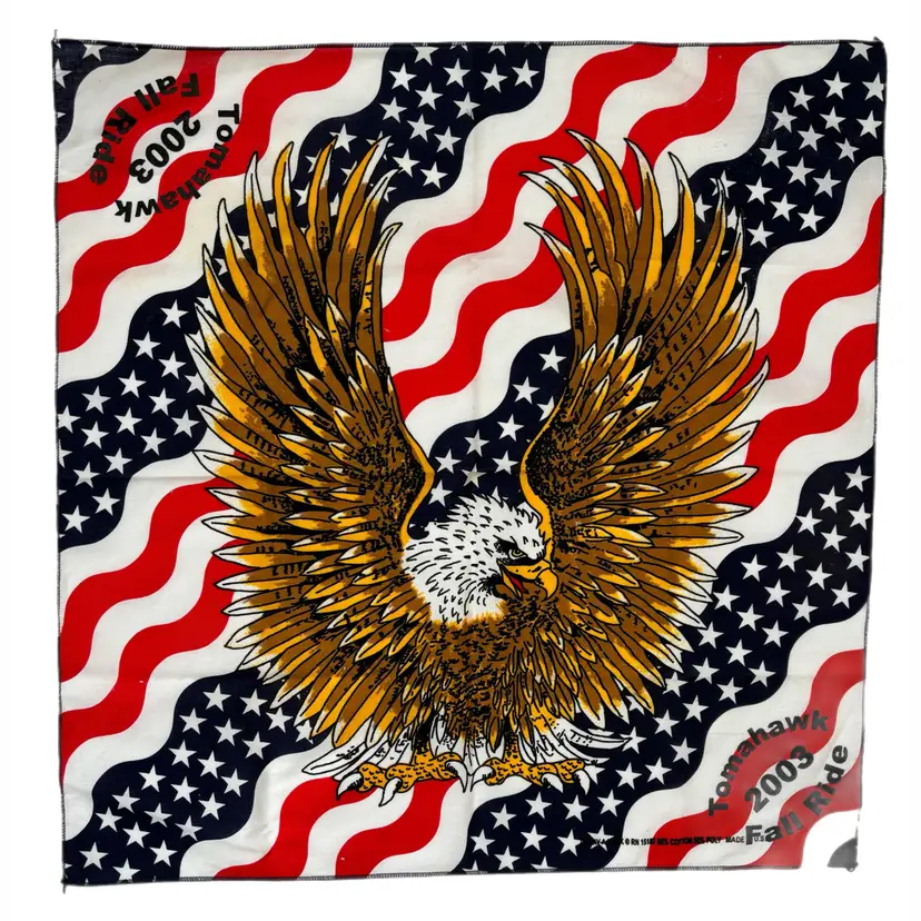 Tomahawk Fall Ride Motorcycle Bandana Harley Davidson Eagle Flag 2003 Vintage