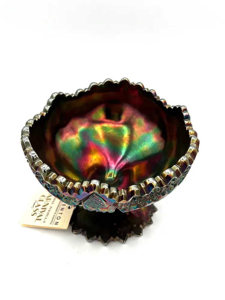 Fenton Amethyst Carnival Glass Pedestal Bowl