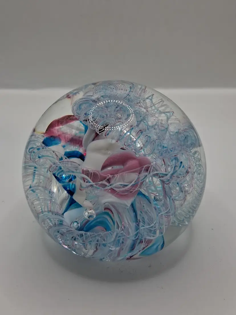 Vintage Gorgeous Signed KARG Ribbons/Springs Art Glass Paperweight