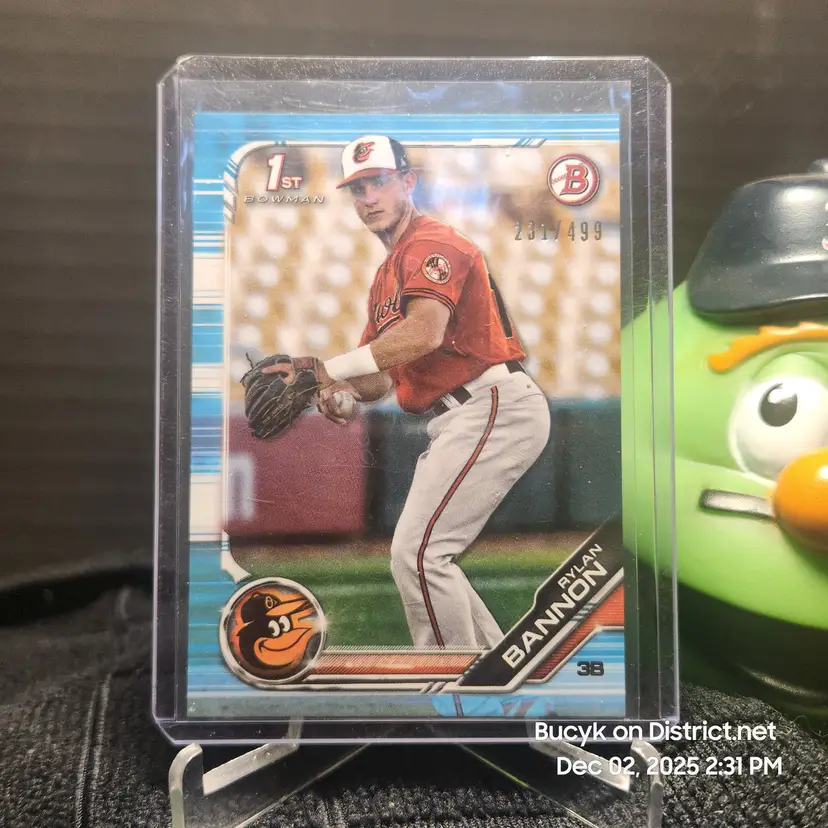 2019 Bowman Sky Blue - Rylan Bannon Baltimore Orioles 231/499