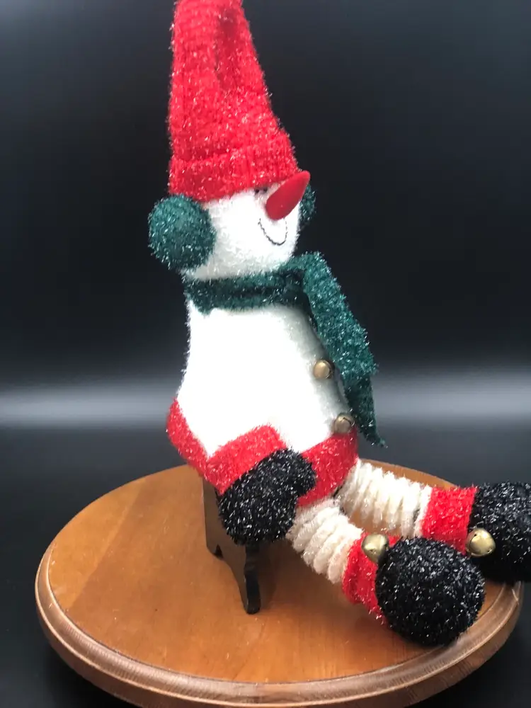 Vintage Door Hanger Snowman Bells On Feet