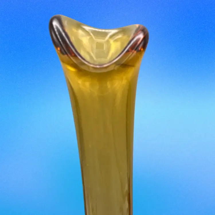 Fenton Glass Colonial Amber thumbprint foot swung vase 11.25”