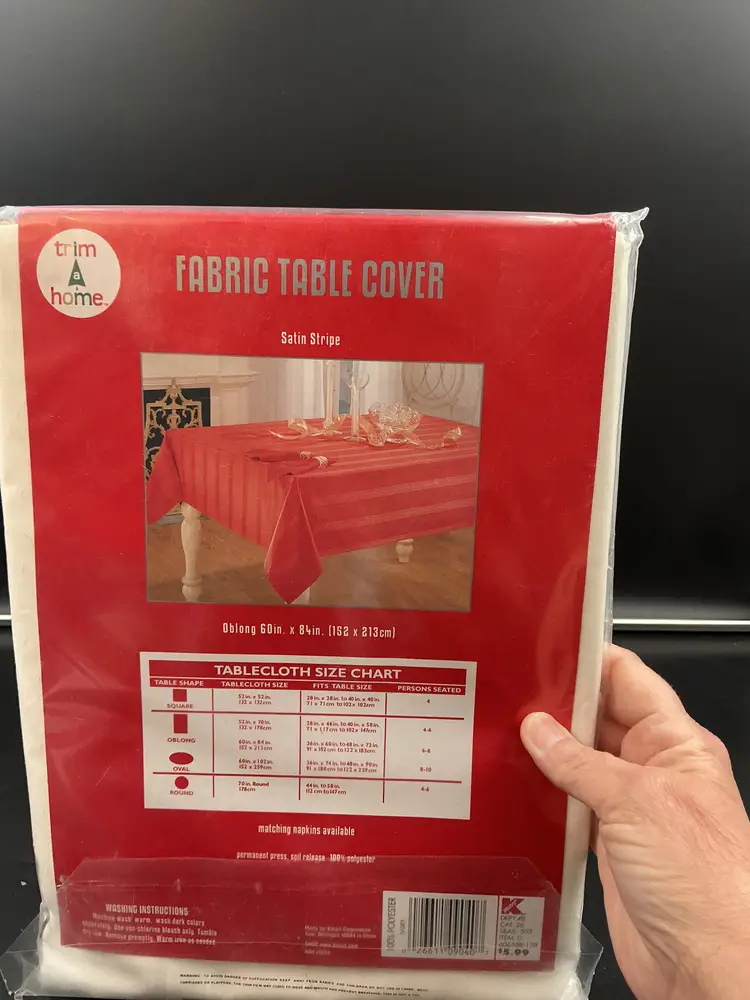 NOS Trim A Home 60x84 satin stripe table cloth KMart