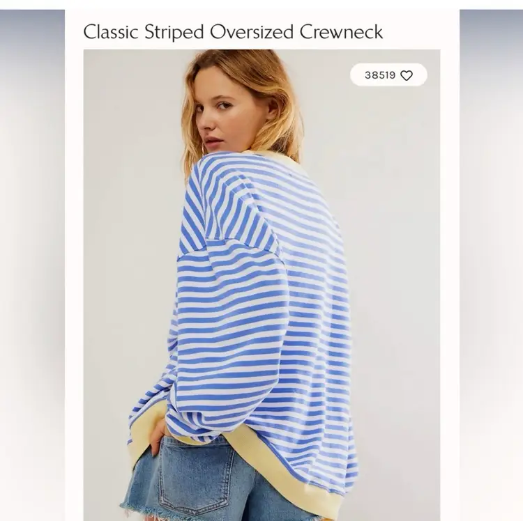 New Free People Classic Striped Oversized Crew 