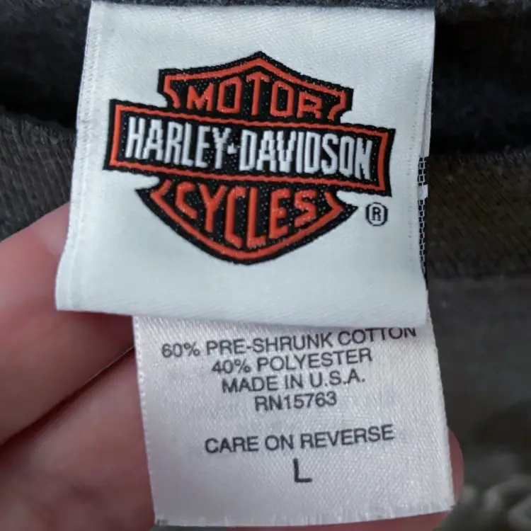 Vintage Harley Davidson Gray Tee T Shirt Size Large Essex Junction Vermont Biker