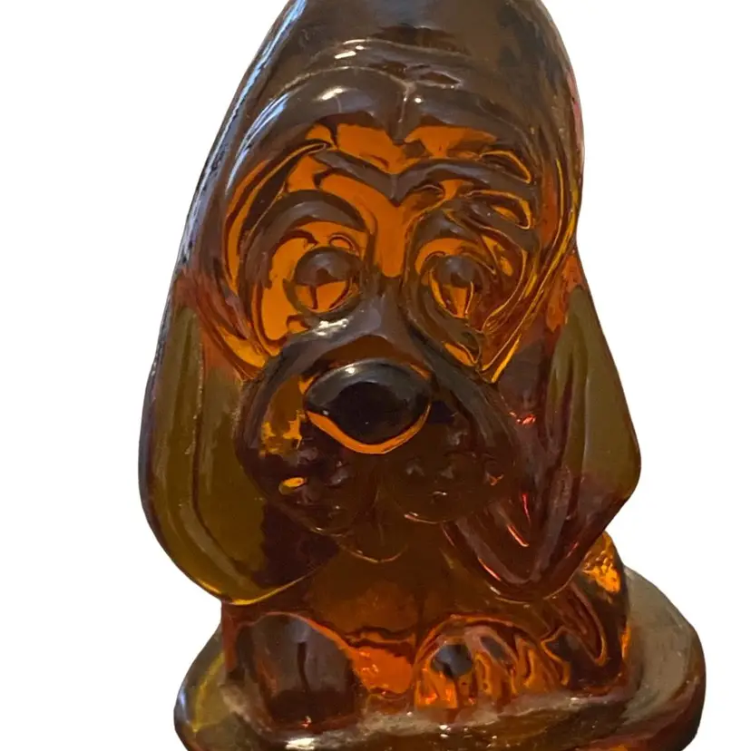 Viking Amber Vintage Glass Hound Dog Puppy 