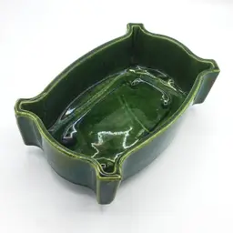 Vintage UPCO 294 USA Green Pottery Planter, Bonsai Dish, Slight Iridescence, Footed