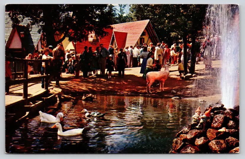 Postcard Animals at Santa's Workshop North Pole New York Christmas - 11854