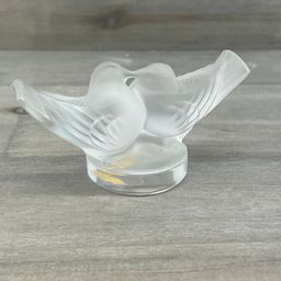 Vintage Lalique France Frosted Crystal Lovebirds "Deux Colombes" Signed Glass