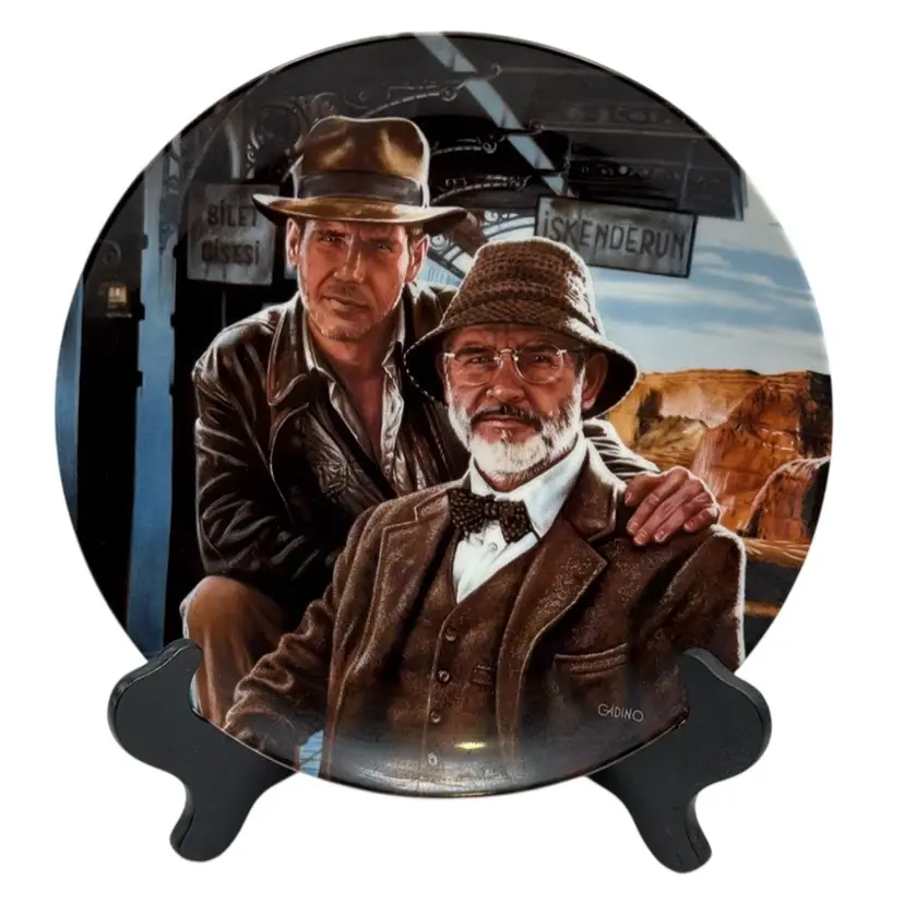 Vintage 1989 Gadino “Indiana Jones And His Dad” Collector Plate Signed 8.5”