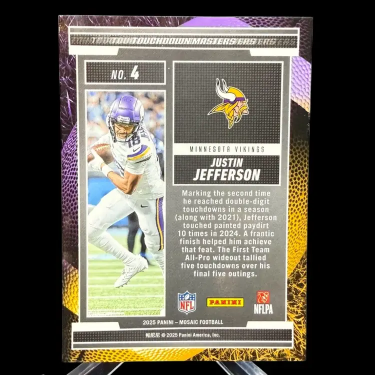 Justin Jefferson 2025 Panini Mosaic 4 Touchdown Masters Minnesota Vikings