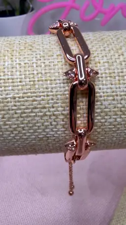 Bomb Party Rose Gold Plated Adjustable Bracelet CZ Feminine Gift Reversible