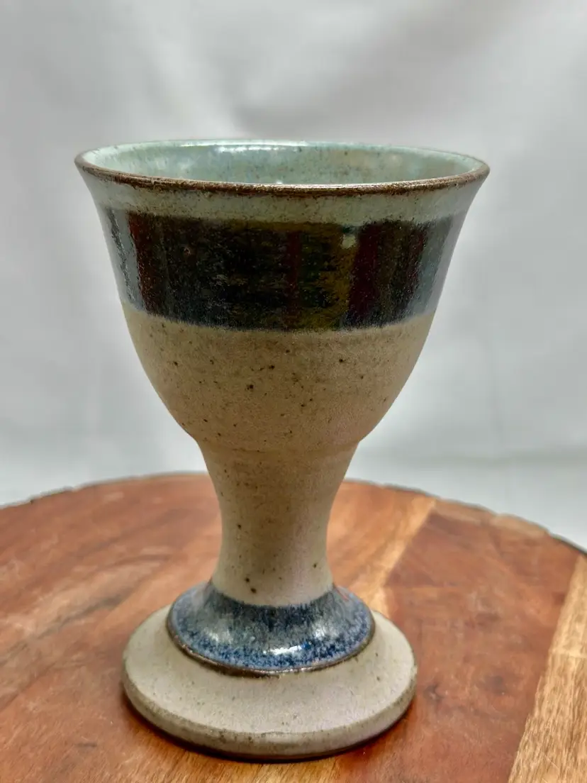 Studio Pottery Goblet Signed Chalice Amazing Design Glaze Cheers