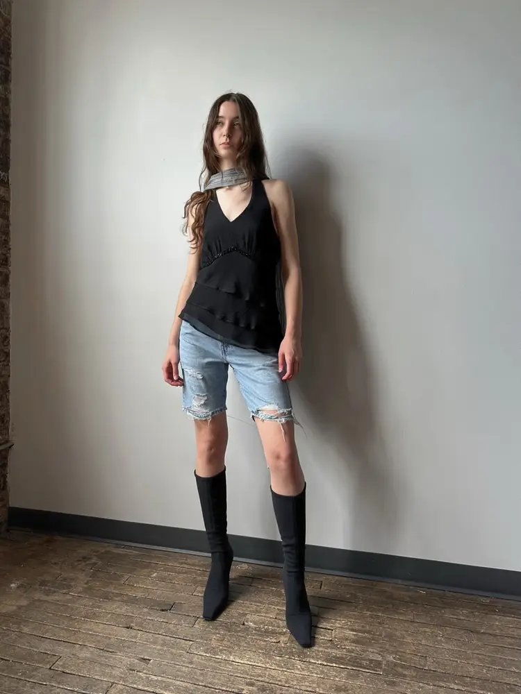 Vintage 90’s Silk Black Halter Top