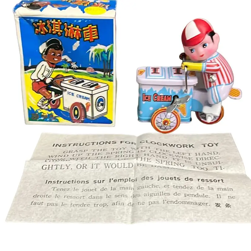 Vintage Clockwork Ice Cream Vender (Vendor) Wind-Up Toy W/ Box
