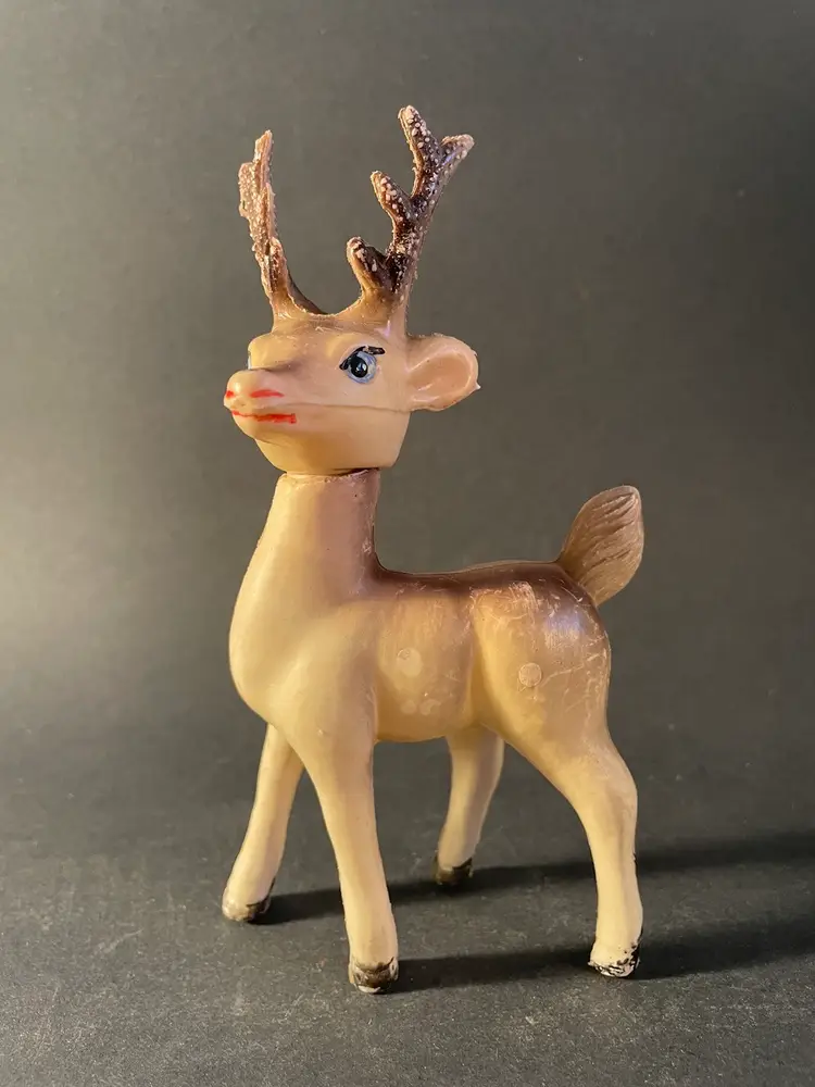 Vintage Rubber Reindeer Christmas Decorations MCM