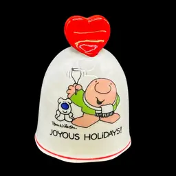 Ziggy Porcelain “Joyous Holidays” Christmas Bell 3.25” Japan