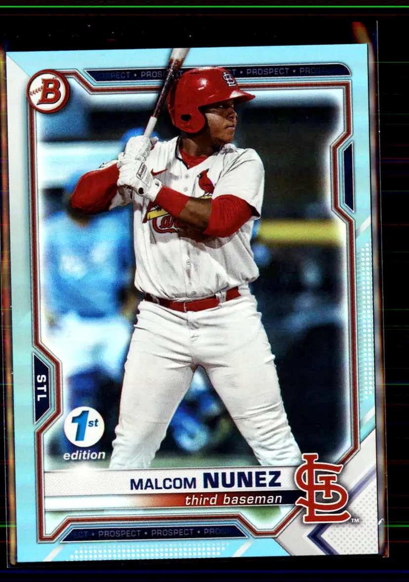 Malcom Nunez 2021 Bowman Draft 1st Edition Sky Blue Foil #BD-56 - St. Louis Cardinals - (151-45)