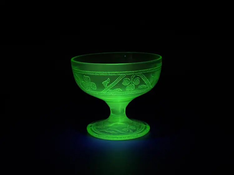 Vintage Hazel Atlas Cloverleaf Green Depression Glass Sherbet Glass | Uranium Glass