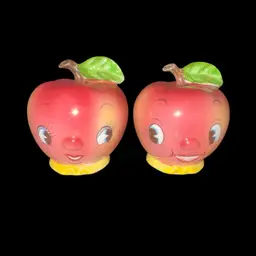 Vintage PY Japan Anthropomorphic Apple Shaker Set