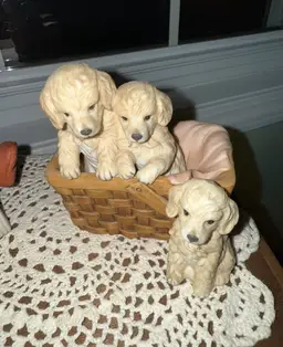 Vintage "Modern Masters" By Sally Miller-Basket Of Poodles figurine/collectible