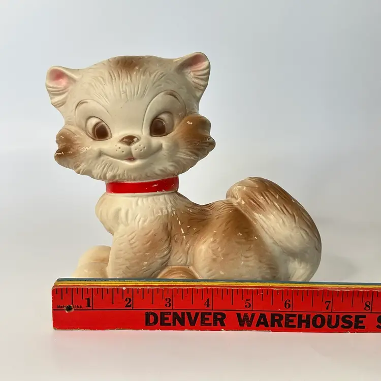 Vintage 1968 J.L. Prescott Kitty Cat Rubber Squeak Works, Kitschy Cute Toy