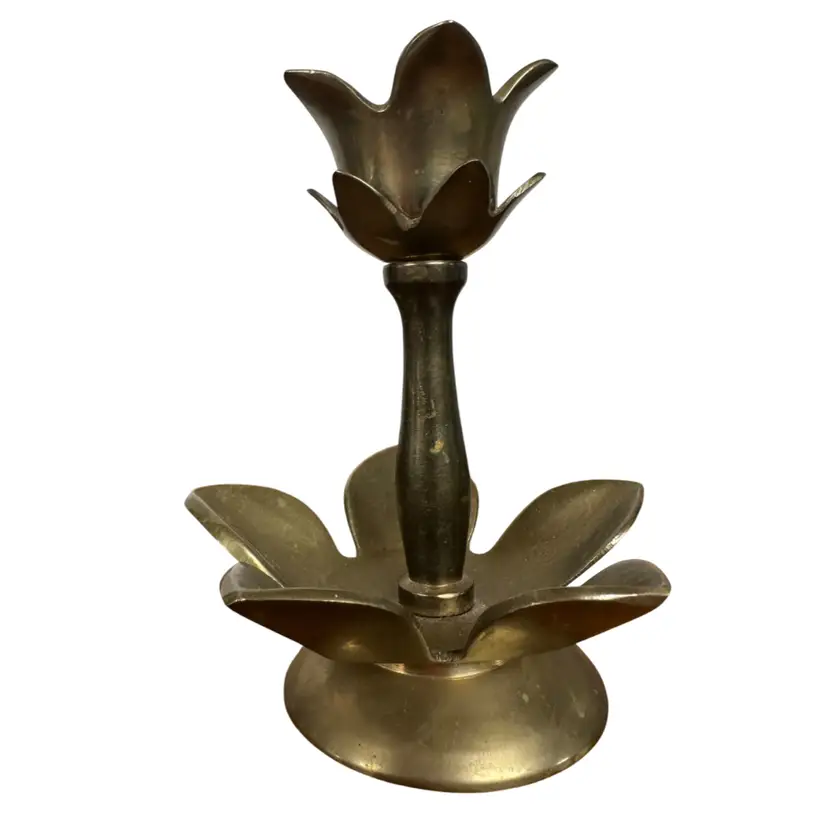 Solid Brass Flower Candle Stick Holder