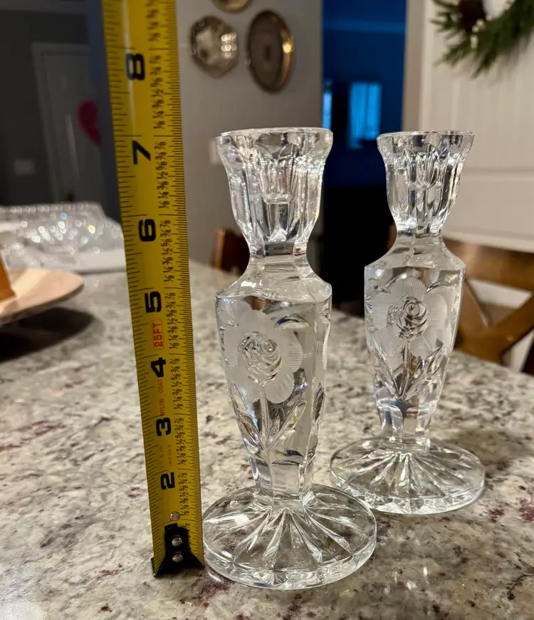 Pair Of Vintage Lead Crystal Candlestick Holders