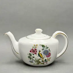 Vintage Ellgreave Wood & Sons Ironstone Teapot with Chinoiserie Bird Design