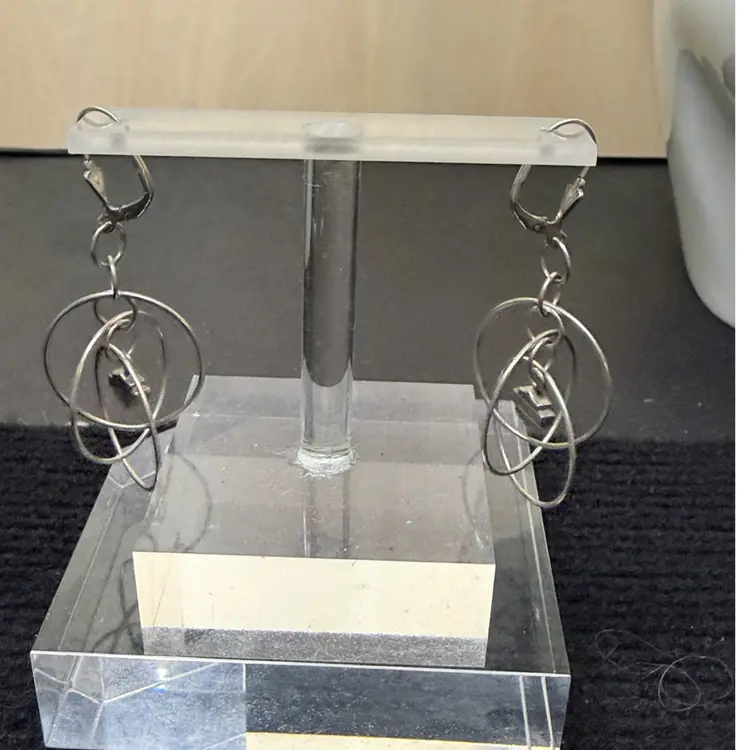 Vintage Sterling 925 Harley Davidson Motorcycle Biker Circle Dangle Earrings