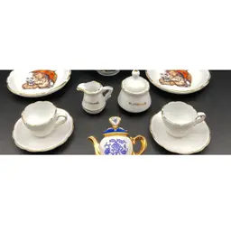 Tea For Two! Miniatures! MJ Hummel Porcelain Made In Germany! Creamer, Sugar, 2 Tea Cups 2 Saucers