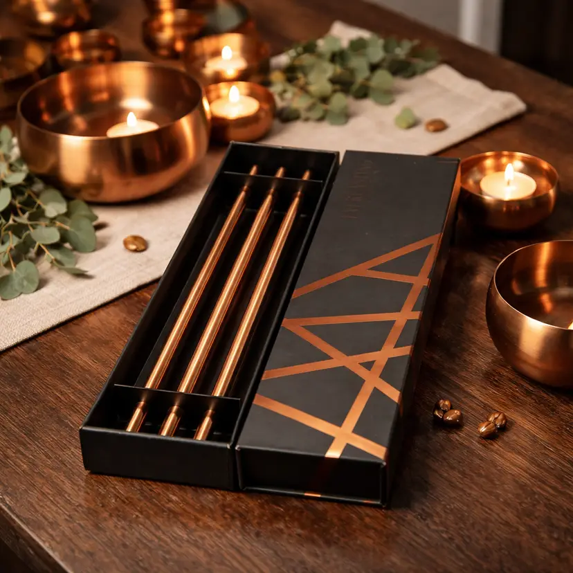 Set of Three Copper Everlasting Candles, 8" Tall