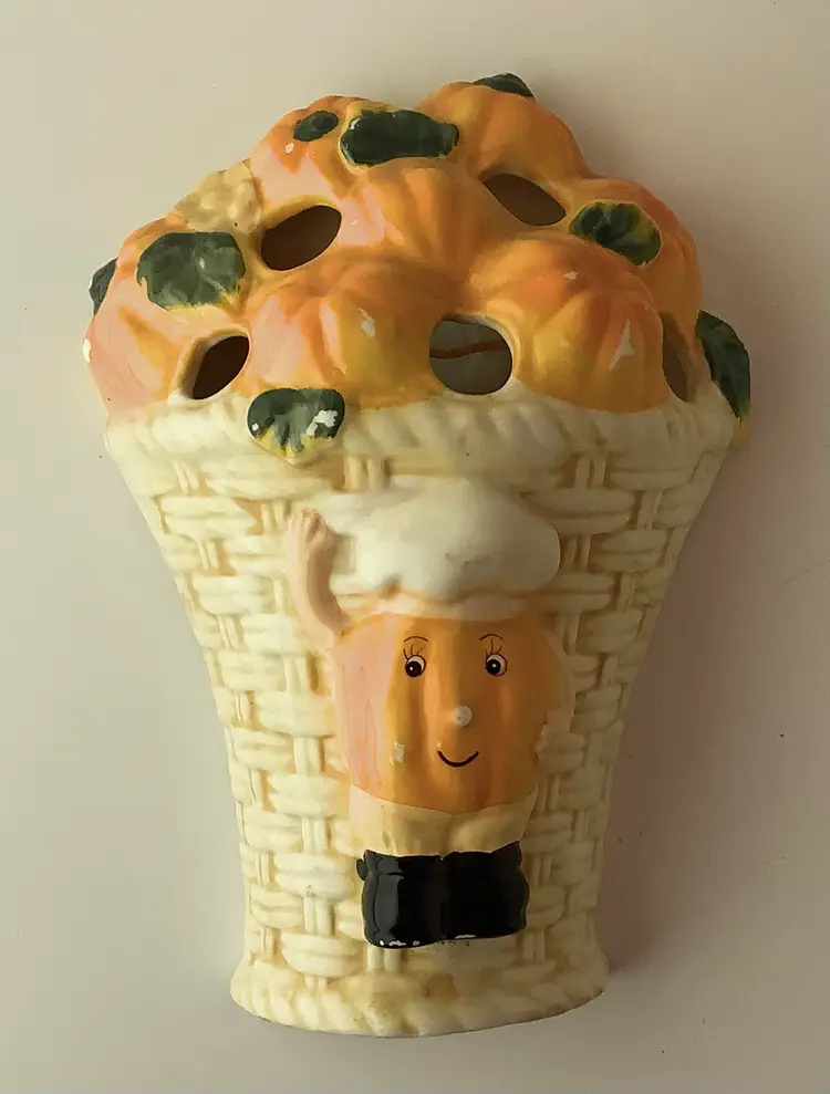 Anthropomorphic Fruit Wall Pockets Ceramic 1960s