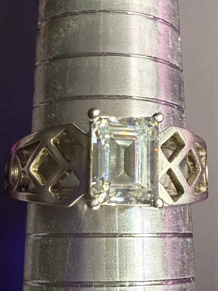 Sterling Silver White Topaz Ring Size 10