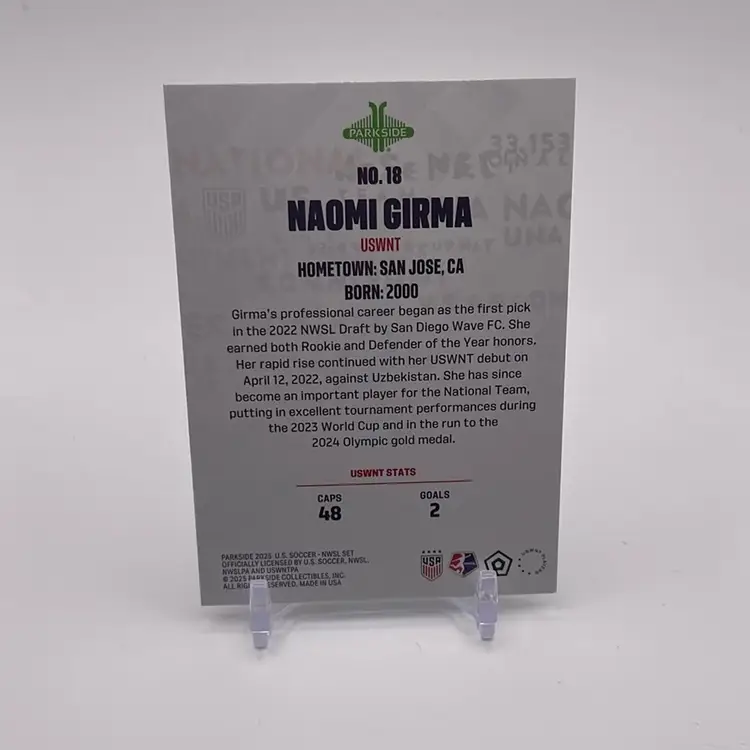 2025 Parkside Club & Country Naomi Girma Laser Foil /99 #18 USWNT & Chelsea - Soccer Card