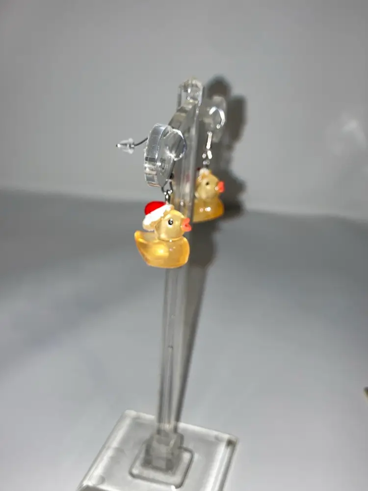2 Day Sale! 🎉🎄🎉 UV Reactive and Glow in the Dark Santa Duck Earrings! 925 Stamped Untested Hooks.  Made By Me!