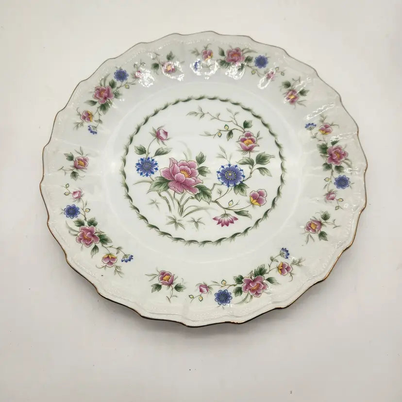 Andrea by Sadek Spring Night Fine China Dinner Plate Floral Scalloped Gold Trim