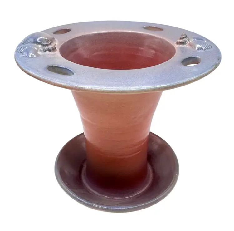 Signed MB Studio Art Pottery Toothbrush Holder Vase Pastel Pink Purple Seashell