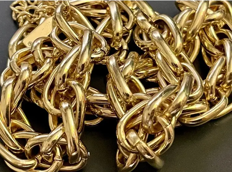 Sofia 24k Gold Plated Round Necklace 21” 106 Grams. Large Oval Link Chain