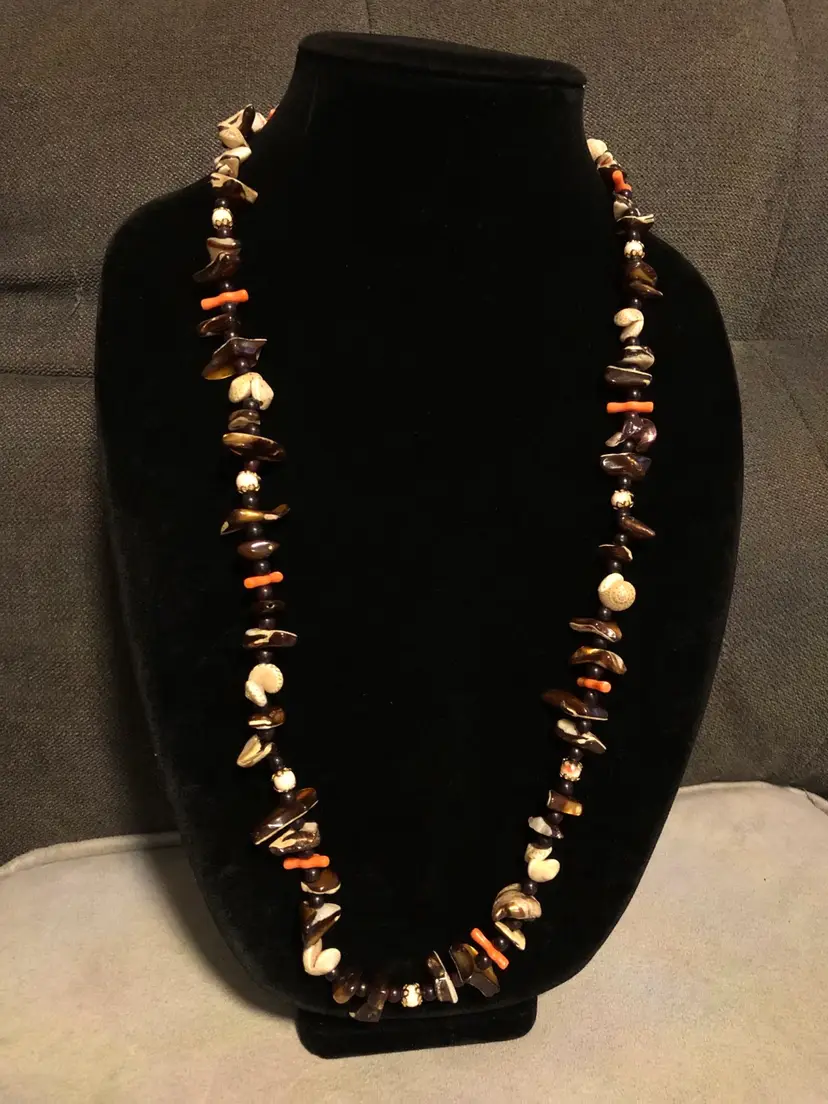 Stone and Shell Beaded Necklace