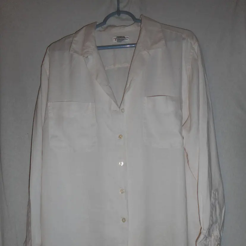 Talbots Size M 100% Linen Blouse Top long sleeve light Pink