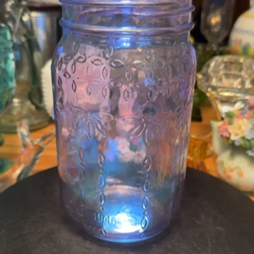 Pink Canning Jar Embossed Floral