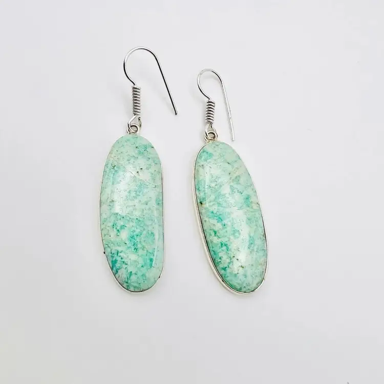 Amazonite Earrings in Sterling Silver Finish (#A120)