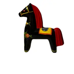 Vintage Russian Khokhloma wooden folk art horse toy,