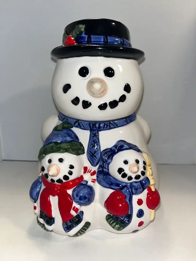 #61 Ceramic Snowman Family Cookie Jar