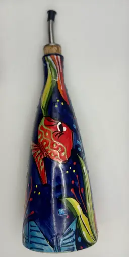 Colorful Ivanros Hand paints Olive Oil Bottle Made In Spain 12”