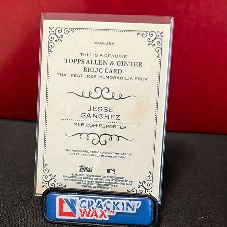 Jesse Sanchez 2021 Topps Allen & Ginter Relic Card  MLB.Com Reporter hi