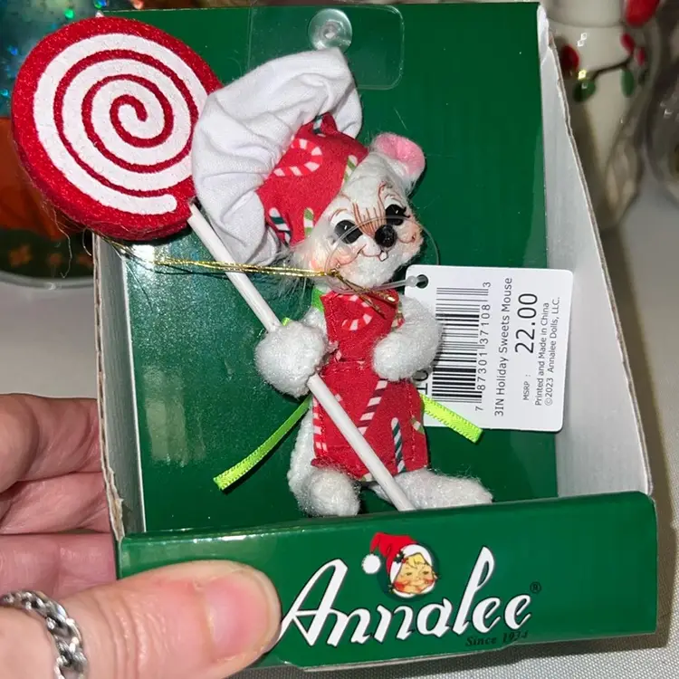 Annalee Christmas Mouse Chef W/ Lollipop 4.5” NWT
