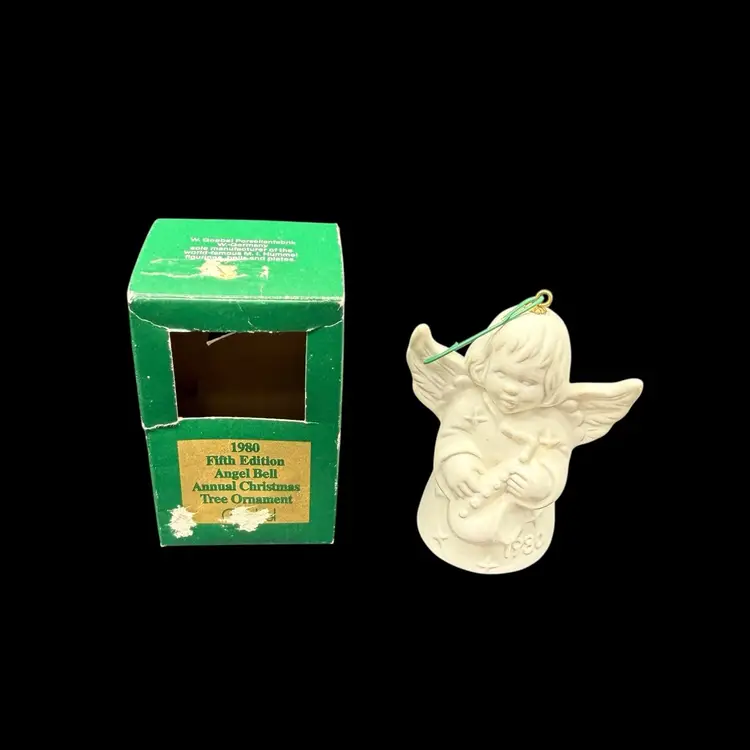 1980 Fifth Ed. Goebel Annual Christmas Bell Ornament / Boxed Bisque Angel As Is
